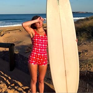 Red Floral Women's One Piece Swimsuit